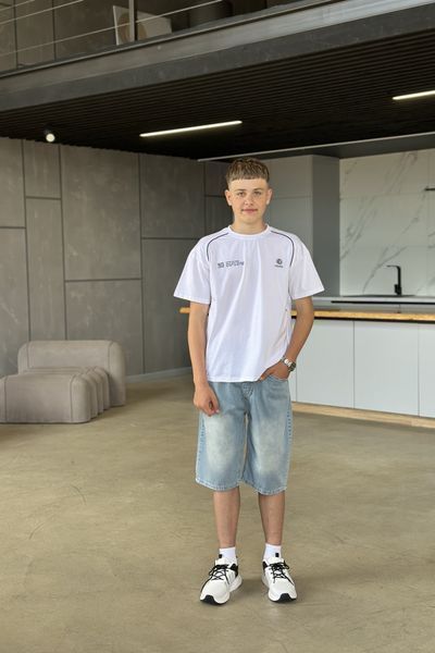 Футболка білий зріст 140 см, вільний крій, з принтом, для хлопчиків 26833 фото